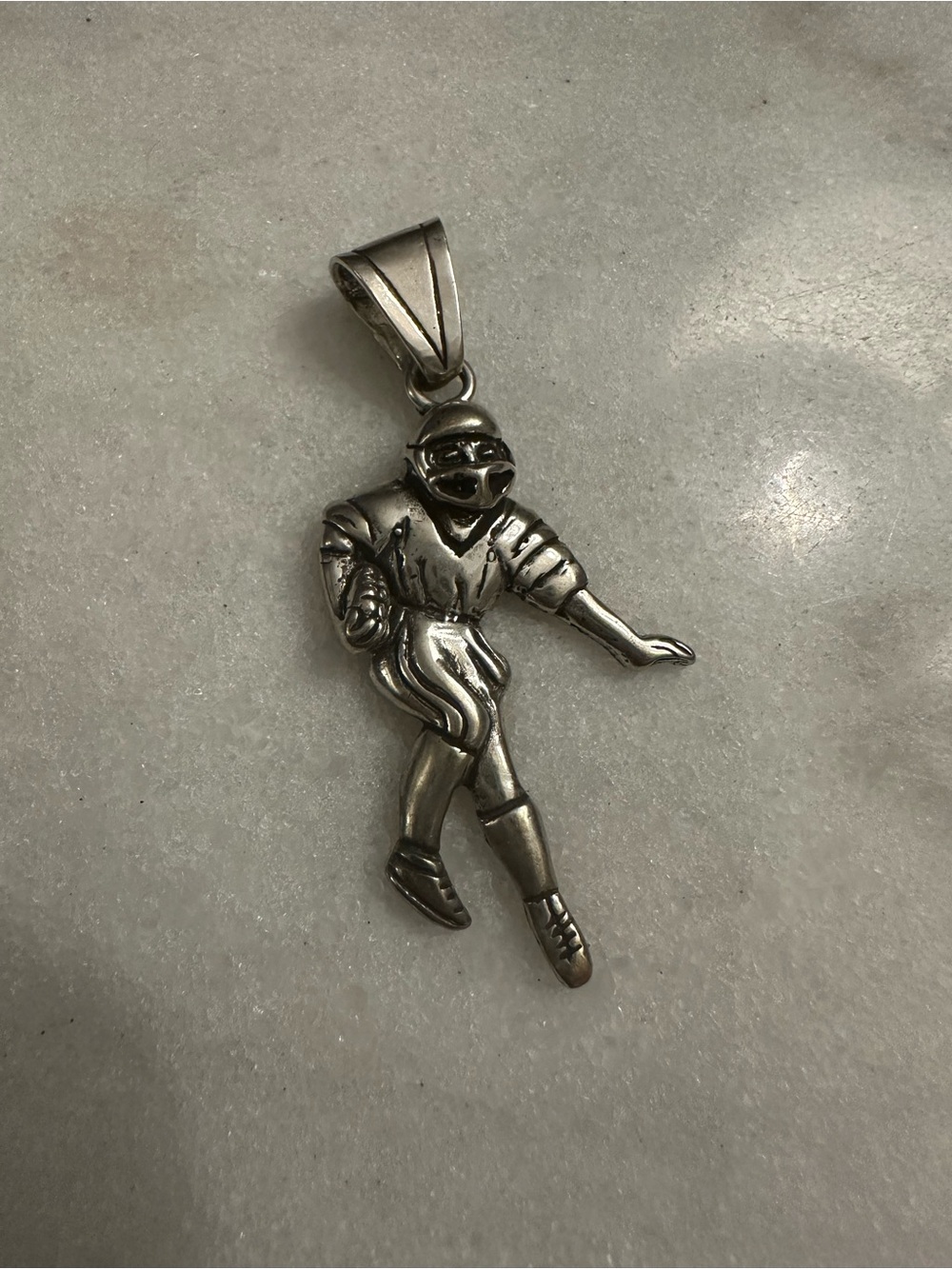 Sterling Silver 925 Football Player Pendant Charm